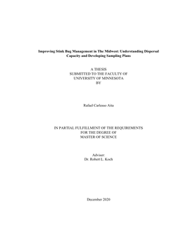 Understanding Dispersal Capacity and Developing Sampling Plans