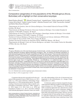 Comparative Cytogenetics of Nine Populations of the Rhinella Genus (Anura, Bufonidae) with a Highlight on Their Conservative Karyotype