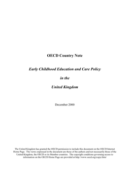 OECD Country Note Early Childhood Education and Care Policy in The