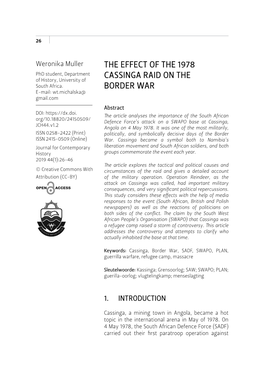 The Effect of the 1978 Cassinga Raid on the Border War 27 the South West Africa People’S Organisation (SWAPO) Inside Angola