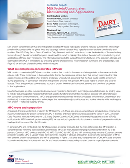 Milk Protein Concentrates