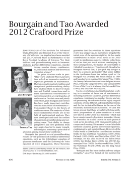 Bourgain and Tao Awarded 2012 Crafoord Prize