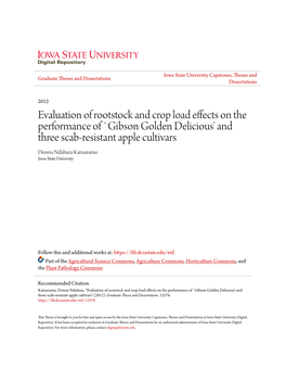 Gibson Golden Delicious' and Three Scab-Resistant Apple Cultivars Dennis Ndahura Katuuramu Iowa State University