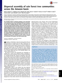 Dispersal Assembly of Rain Forest Tree Communities Across the Amazon Basin