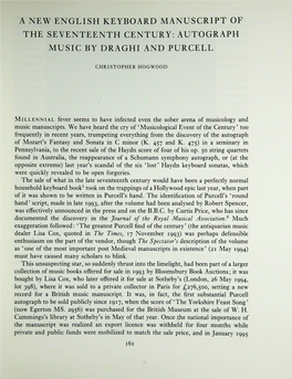 A New English Keyboard Manuscript of the Seventeenth Century: Autograph Music by Draghi and Purcell