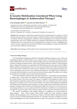 Is Genetic Mobilization Considered When Using Bacteriophages in Antimicrobial Therapy?