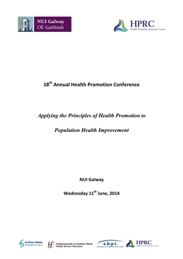 18Th Annual Health Promotion Conference Applying