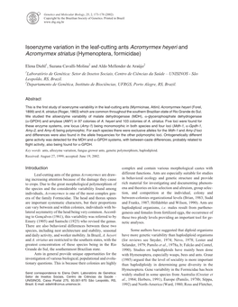 Isoenzyme Variation in the Leaf-Cutting Ants Acromyrmex Heyeri and Acromyrmex Striatus (Hymenoptera, Formicidae)