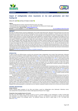 Impact of Ustilaginoidea Virens Mycotoxins on Rice Seed Germination and Their Feeding Risk