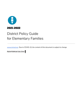 District Policy Guide for Elementary Families 2019-2020