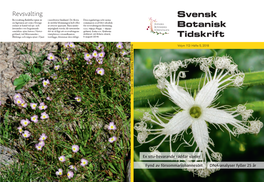 Svensk Botanisk Tidskrift 112 (5): 261–336 (2018) Ma Fattiga Och Var ­Fattiga Och Svaltingens Blomning