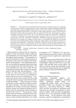 Optical Properties of Polyimide Thin Films. Effect of Chemical Structure and Morphology