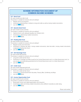 Scheme Information Document of Common Income Schemes