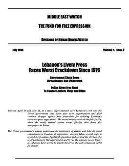 Lebanon's Lively Press Lebanon's Lively Press