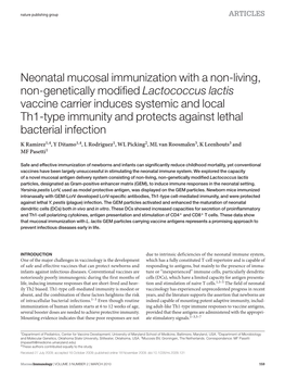 Neonatal Mucosal Immunization with a Non-Living