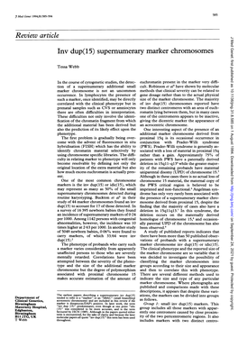 Review Article J Med Genet: First Published As 10.1136/Jmg.31.8.585 on 1 August 1994