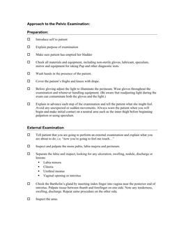 Approach to the Pelvic Examination: Preparation