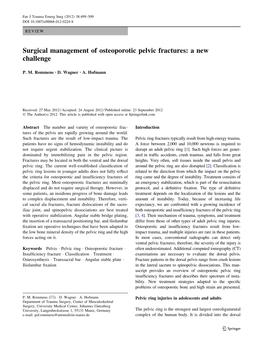 Surgical Management of Osteoporotic Pelvic Fractures: a New Challenge