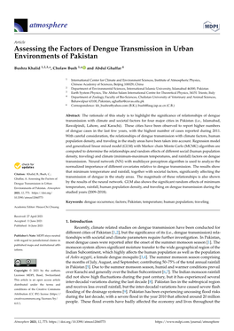 Assessing the Factors of Dengue Transmission in Urban Environments of Pakistan