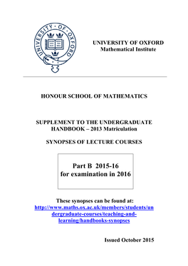 Part B 2015-16 for Examination in 2016