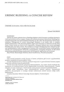 Uremic Bleeding: a Concise Review