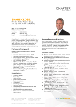 SHANE CLOSE. Director - Retail Practice Group Ass