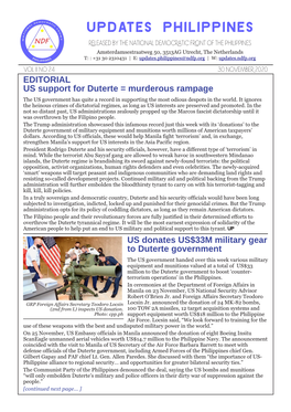 Volume II, Number 24. 30 November 2020. US Support for Duterte