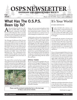 OSPS Newsletter Fall 2010 • 1 Harold King, OSPS President Elton Anderson Award