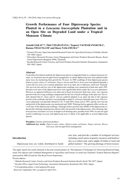 Growth Performance of Four Dipterocarp Species Planted in a Leucaena Leucocephala Plantation and in an Open Site on Degraded Land Under a Tropical Monsoon Climate