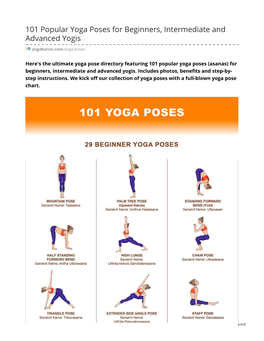 101 Popular Yoga Poses for Beginners, Intermediate and Advanced Yogis