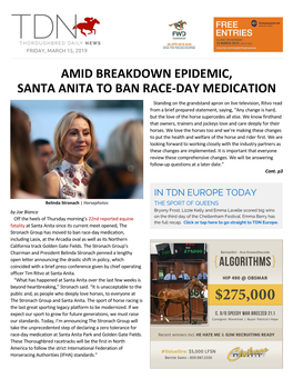 Amid Breakdown Epidemic, Santa Anita to Ban Race-Day