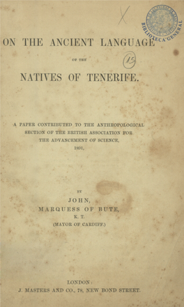 On the Ancient Language of the Natives of Tenerife