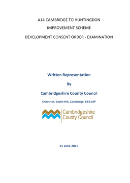 A14 Cambridge to Huntingdon Improvement Scheme Development Consent Order