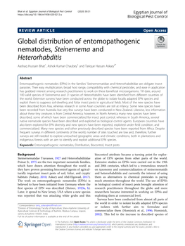 Global Distribution of Entomopathogenic Nematodes, Steinernema and Heterorhabditis Aashaq Hussain Bhat1, Ashok Kumar Chaubey1 and Tarique Hassan Askary2*