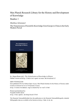 The Transmission of Scientific Knowledge from Europe to China in the Early Modern Period