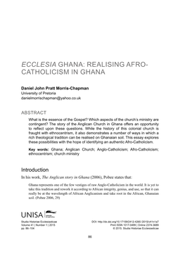 Ecclesia Ghana: Realising Afro- Catholicism in Ghana