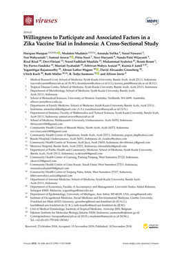 Willingness to Participate and Associated Factors in a Zika Vaccine Trial in Indonesia: a Cross-Sectional Study