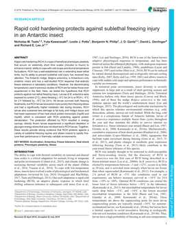 Rapid Cold Hardening Protects Against Sublethal Freezing Injury in an Antarctic Insect Nicholas M