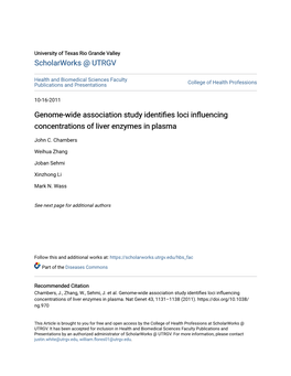 Genome-Wide Association Study Identifies Loci Influencing Concentrations of Liver Enzymes in Plasma