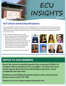 ECU Selects Scholarship Recipients
