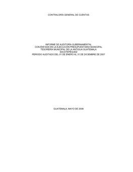 Sacatepéquez Periodo Auditado Del 01 De Enero Al 31 De Diciembre De 2007