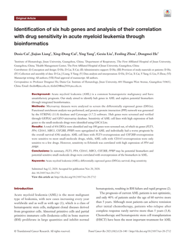 Identification of Six Hub Genes and Analysis of Their Correlation with Drug Sensitivity in Acute Myeloid Leukemia Through Bioinformatics