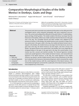 Comparative Morphological Studies of the Stifle Menisci in Donkeys