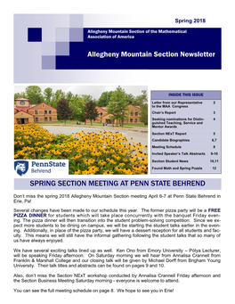 Spring Section Meeting at Penn State Behrend