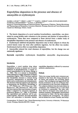 Enprofylline Disposition in the Presence and Absence of Amoxycillin Or Erythromycin