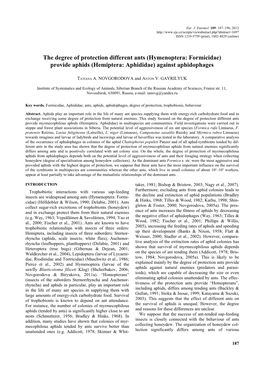Provide Aphids (Hemiptera: Aphididae) Against Aphidophages