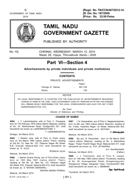 Tamil Nadu Government Gazette