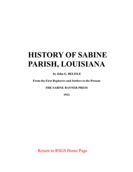 Belisle-History of Sabine Parish
