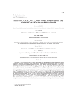 Cu,Fe)Cu14pbbi17s35, a NEW SULFOSALT from the SWISS ALPS: DESCRIPTION, CRYSTAL STRUCTURE and OCCURRENCE