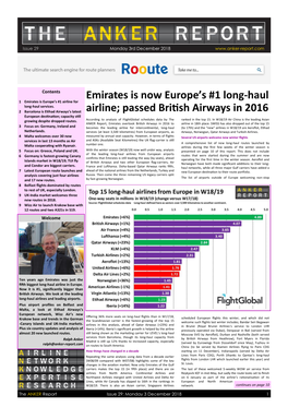Emirates Is Now Europe's #1 Long-Haul Airline; Passed British